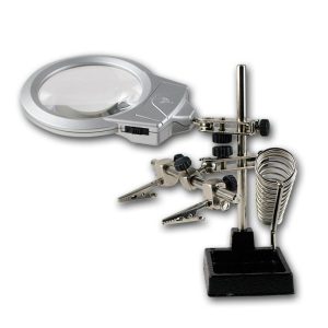 TERCERA MANO MG16129-A CON LUPA LUZ Y SOPORTE DE CAUTÍN METÁLICA