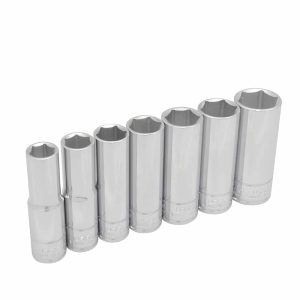 Juego de 7 Dados Largos en Pulgadas Cuadro de 1/2″, 6 Puntas, en Riel Urrea 5300H