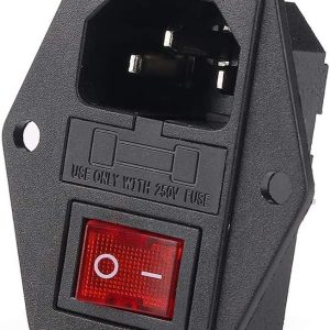 JACK AC 3 PINES 250V 15A CON INTERRUPTOR, LUZ Y FUSIBLE