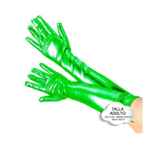 Guantes Largos Metalizados Verde