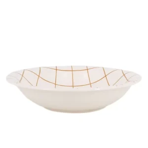 Plato Sopera Cerámica Cuadros Amarillo