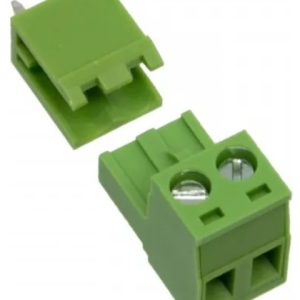 BORNERA 2 PINES PCB 5MM 2EDG5.08-2P ÁNGULO RECTO VERDE