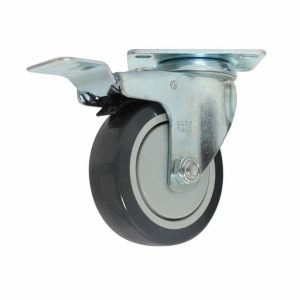 Rodaja De Poliuretano Gris Giratoria Con Placa Con Freno 4″ ZF5102