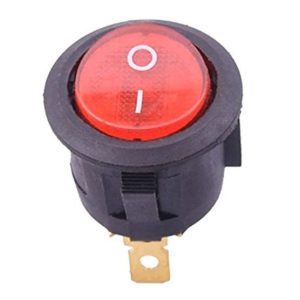 INTERRUPTOR ROCKER 6A 250V REDONDO ROJO LUZ  SPST